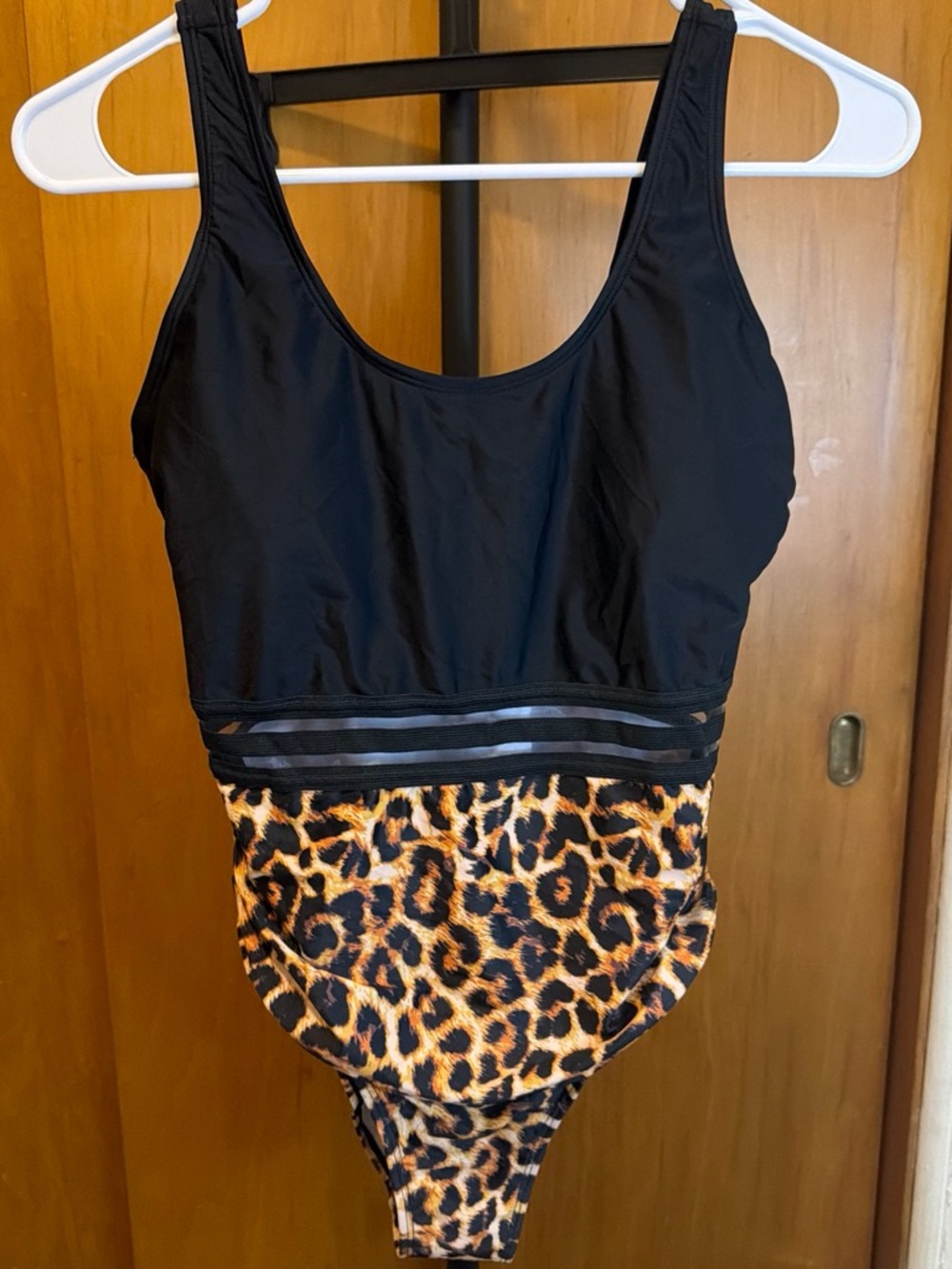 Cupshe Black and Leopard Print Kids One-Piece Swimsuit